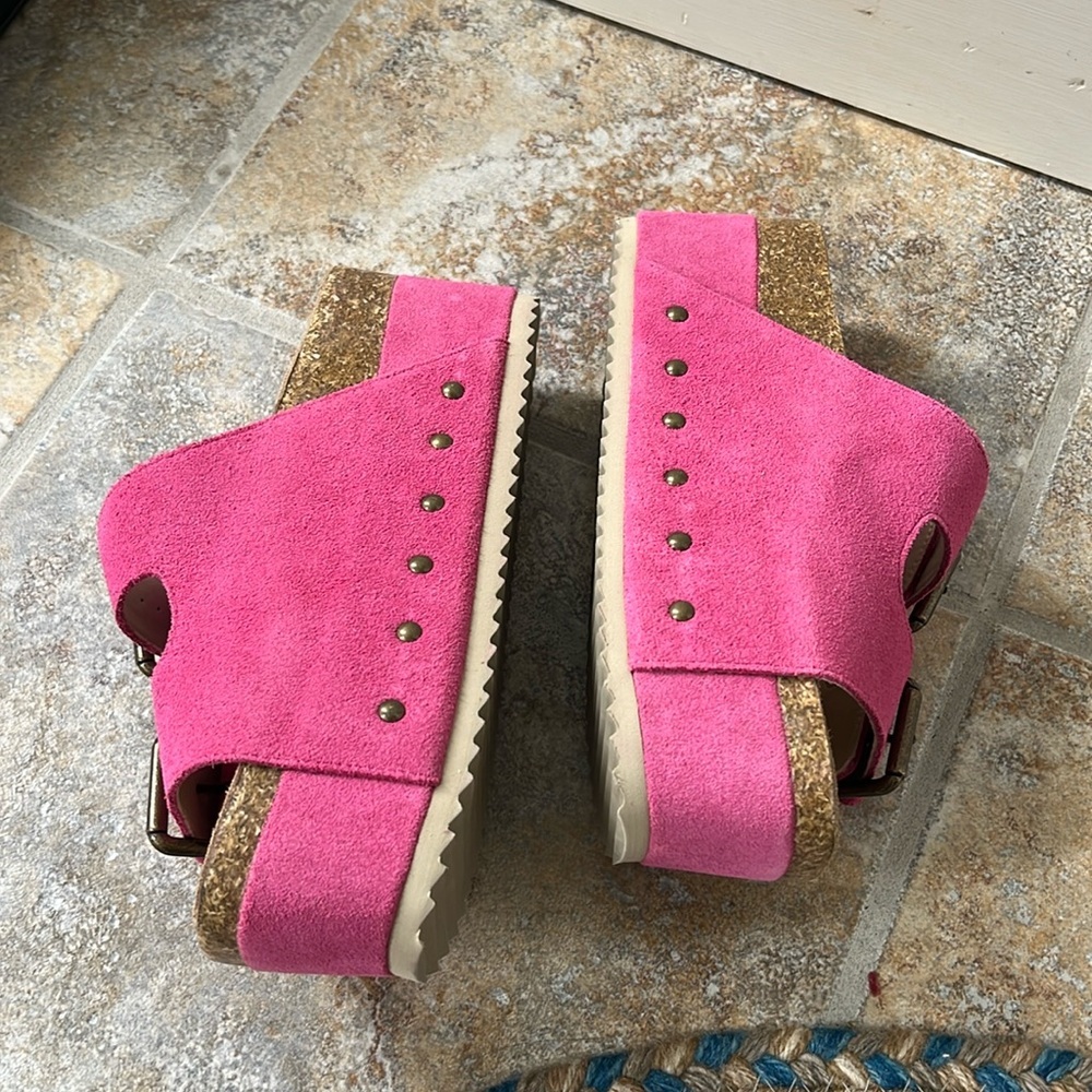 Free People x Intentionally Blank Rule Breaker Platform Suede Sandals Sz 7 NEW - Picture 5 of 14
